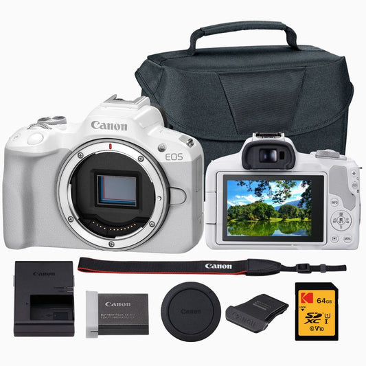 Canon EOS R50 Mirrorless Camera with Memory Card and Gadget Bag Bundle