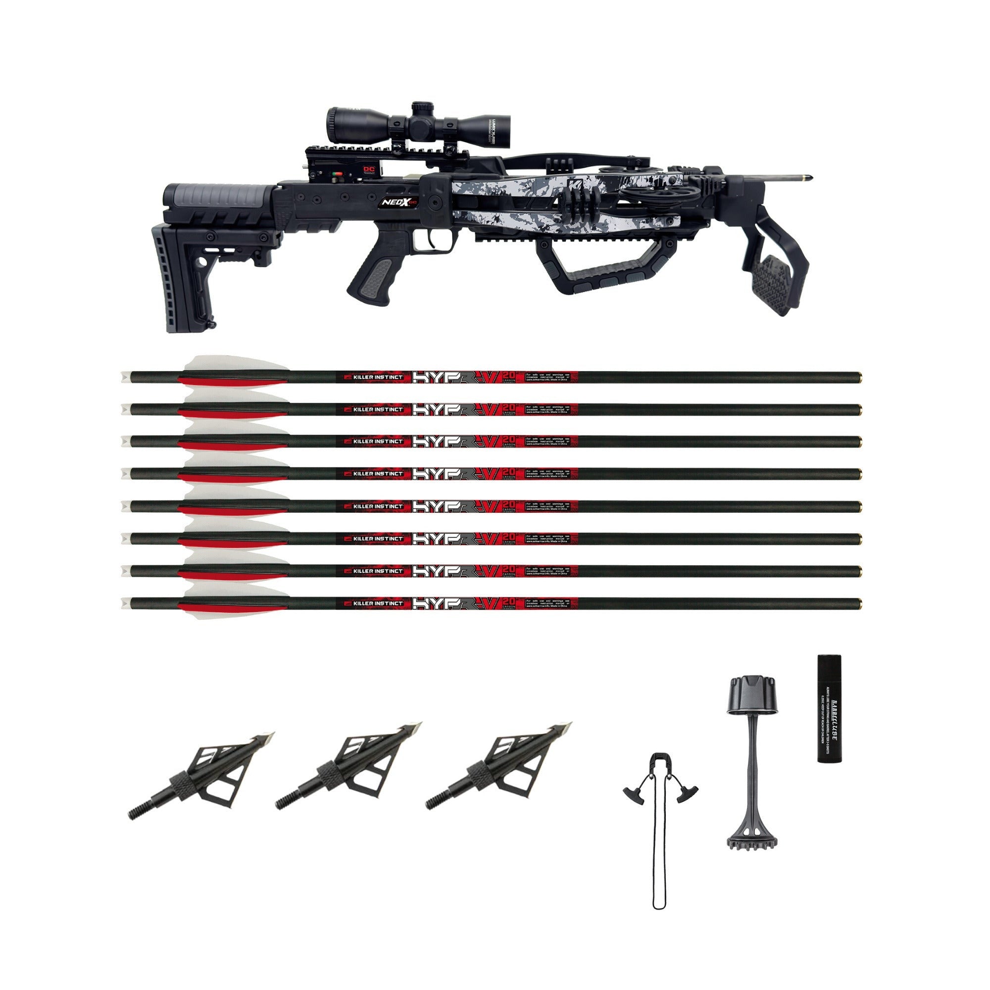 Killer Instinct Neo-X 415 FPS Crossbow Package Bundle with HYPR-V Bolts and Fixed-Blade Broadheads