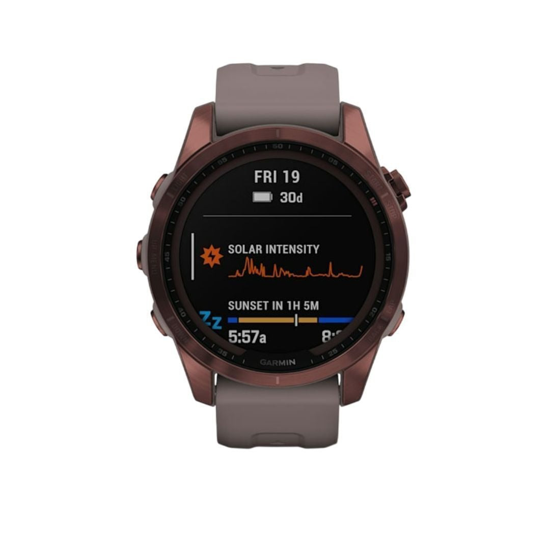 Garmin fenix 7S Sapphire Solar, Dark Bronze Ti w/Shale Gray Band