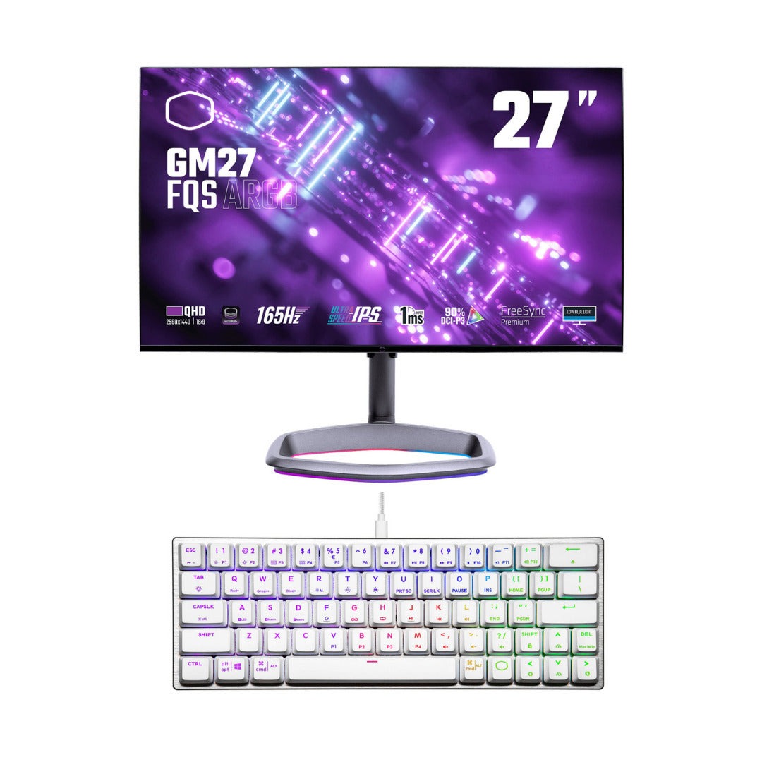 Cooler Master GM27-FQS ARGB 27-Inch Gaming Monitor with Cooler Master Wired Gaming Keyboard Bundle
