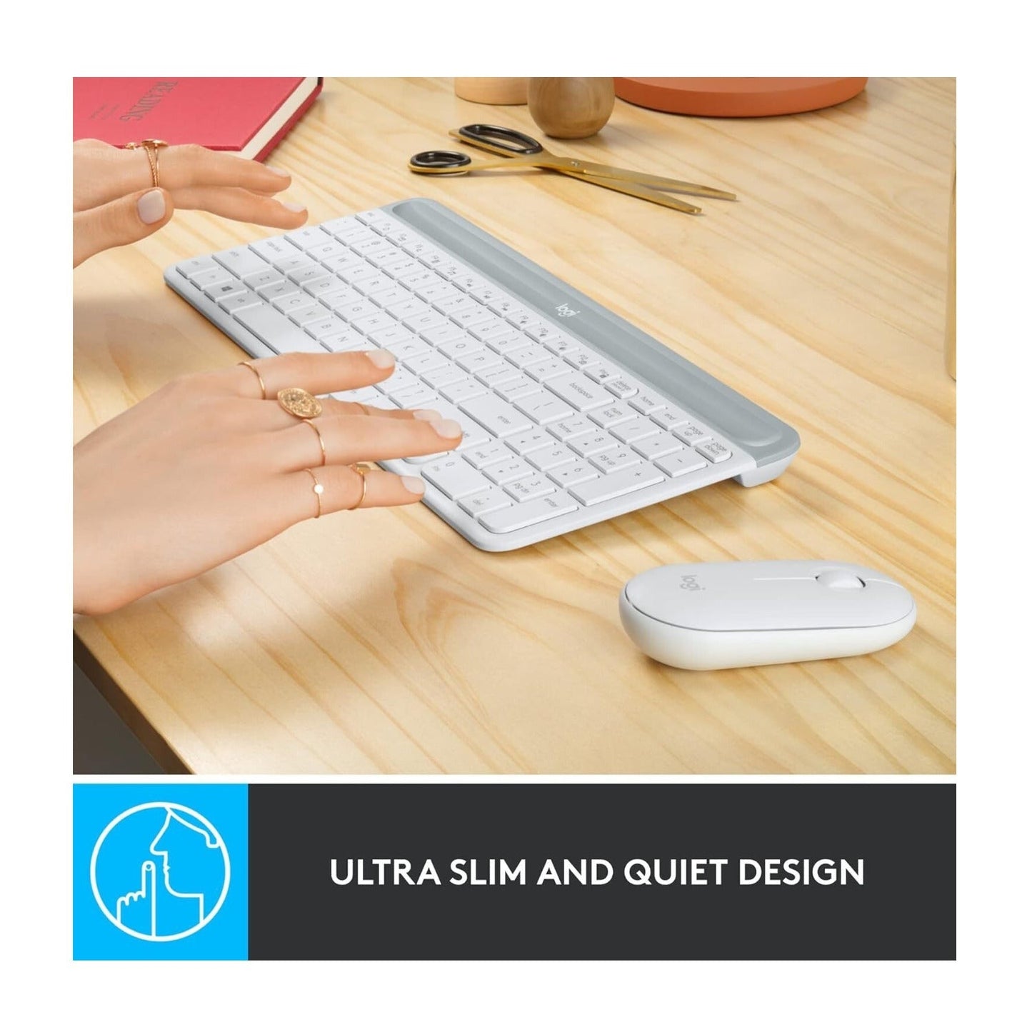 Logitech MK470 Slim Logitech Wireless Keyboard and Mouse Combo (Off-White)