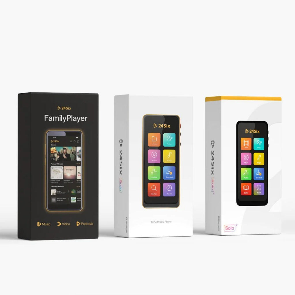 24Six Solo2 Kosher MP3 Player (Black) with Bluetooth, Music, Children's Stories and Torah Shiurim