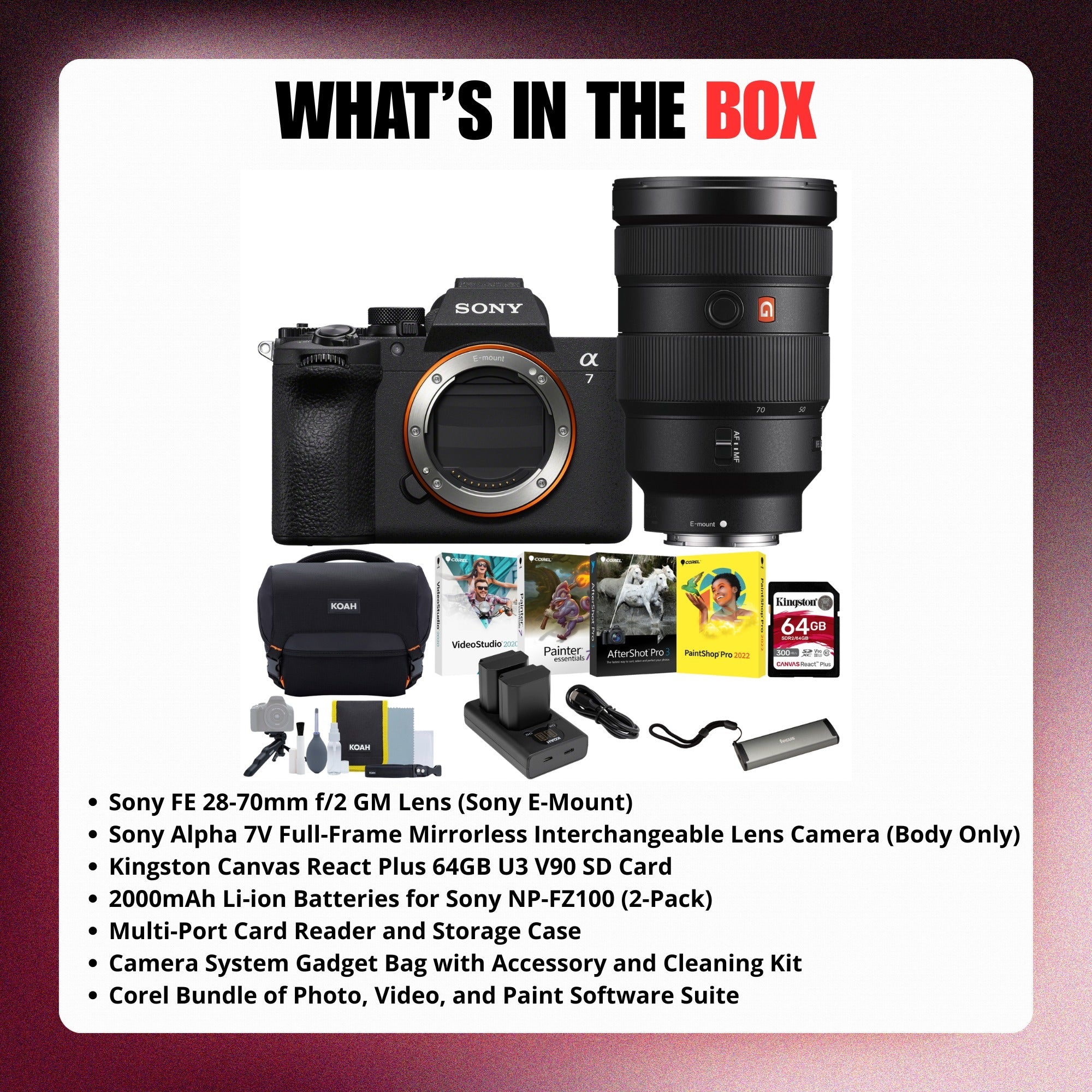 Sony FE 28-70mm f/2 GM Lens with Alpha 7V Mirrorless Camera Bundle