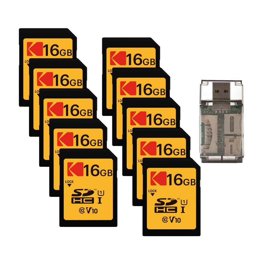 Kodak 16GB Class 10 UHS-I U1 SDHC Memory Card with Card Reader Bundle