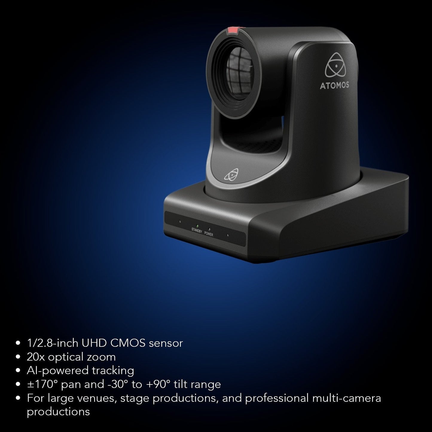 Atomos A-Eye 4K-20X AI-Powered UHD PTZ Camera (Black) Bundle