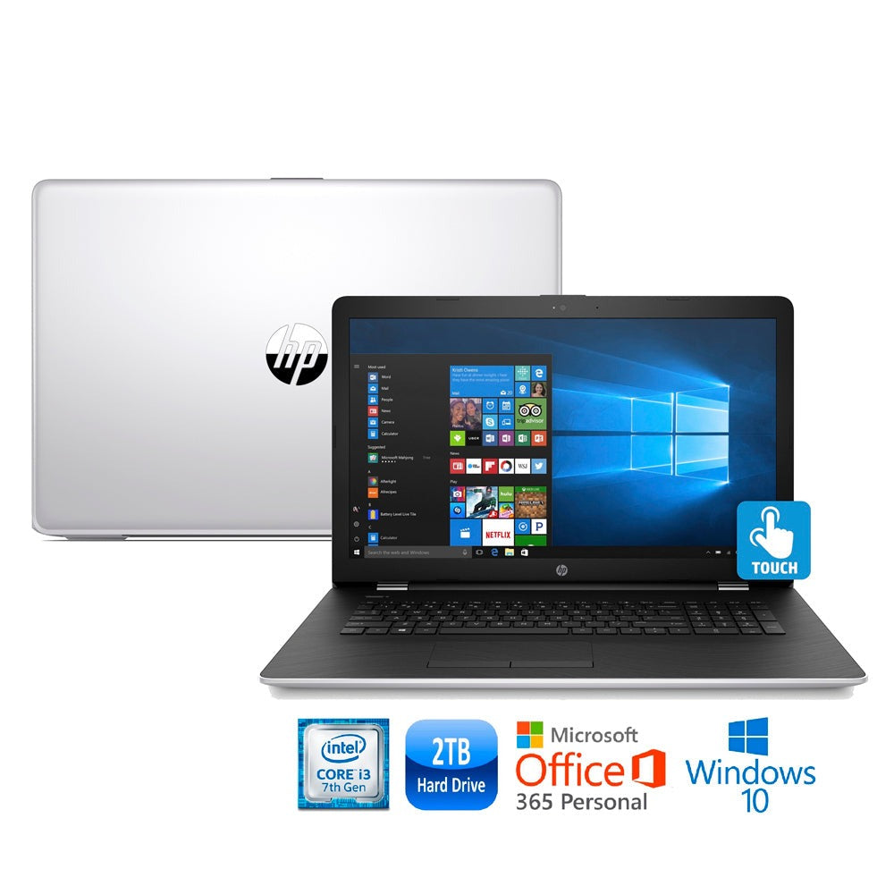 HP 17-bs011cy 17.3" HD+ Laptop, Intel Core i3-7100U, 2TB HDD, Natural Silver (Refurbished)