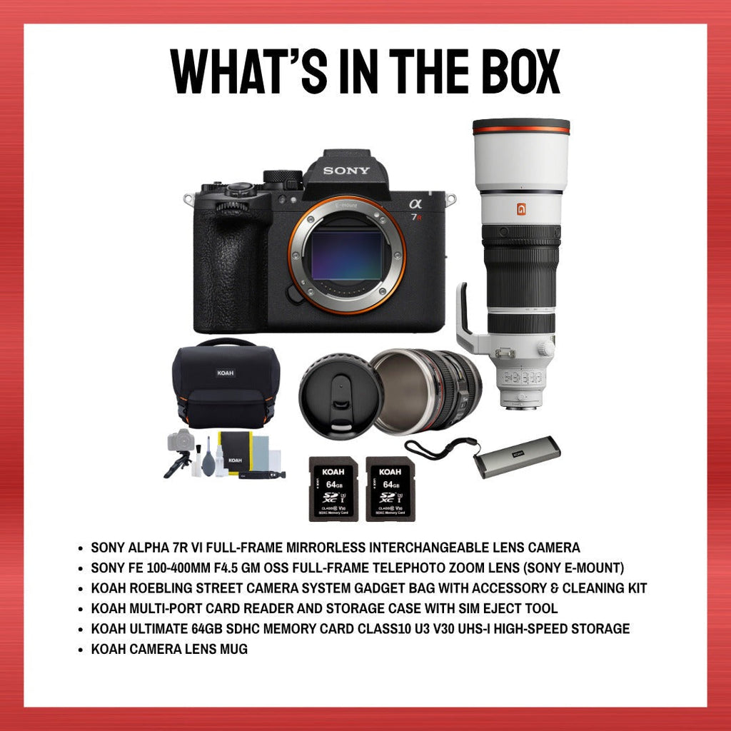 Sony a7R VI Mirrorless Camera with Sony FE 100-400mm f/4.5 GM OSS Lens Bundle