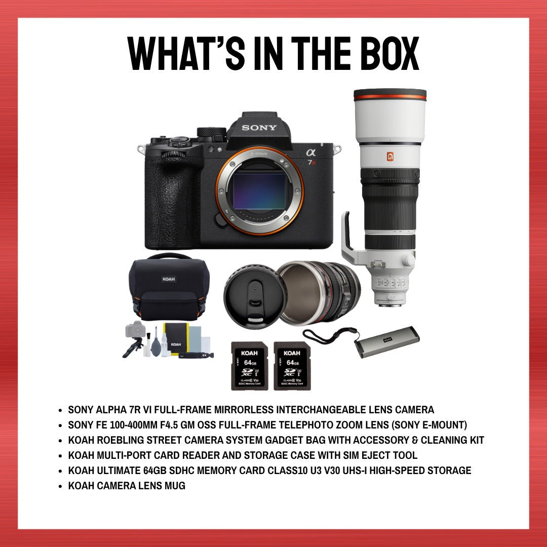 Sony a7R VI Mirrorless Camera with Sony FE 100-400mm f/4.5 GM OSS Lens Bundle