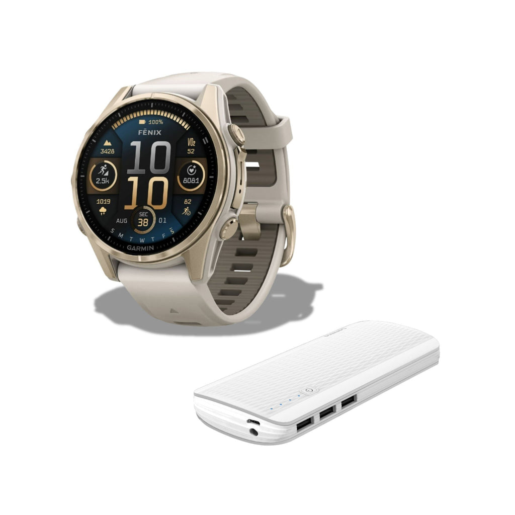 Garmin Fenix 8 43mm GPS Smartwatch (Soft Gold/Fog Gray-Dark Sandstone) Bundle