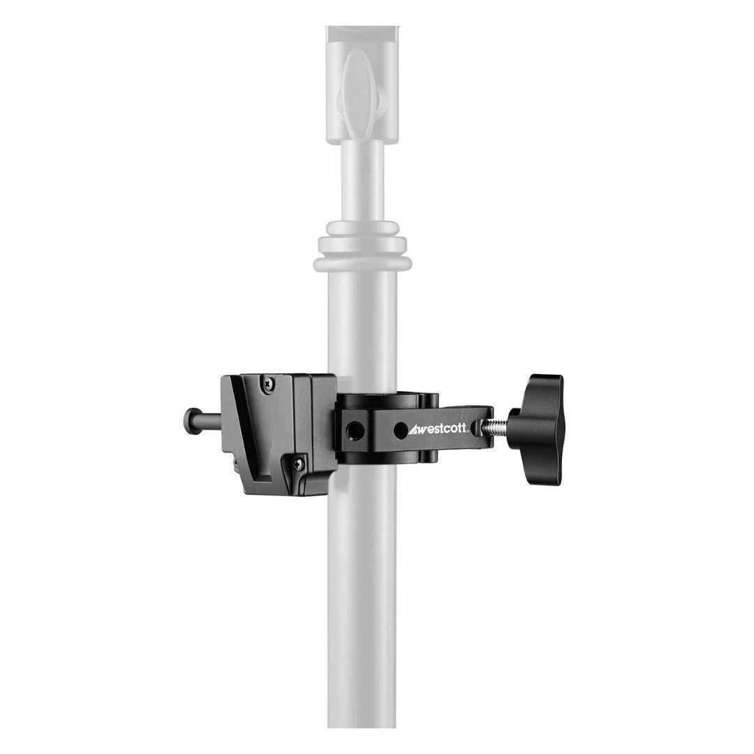 Westcott V-Mount Battery Clamp with Rubber-Padded Jaws and Durable, Compact Design (Black)