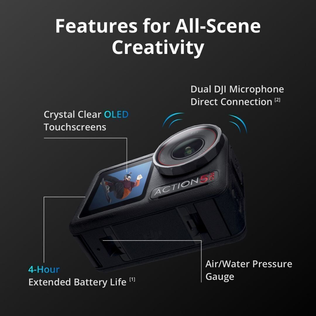 DJI Osmo Action 5 Pro Standard Combo Action Camera with 4nm Chip and 47GB Built-In Storage Bundle