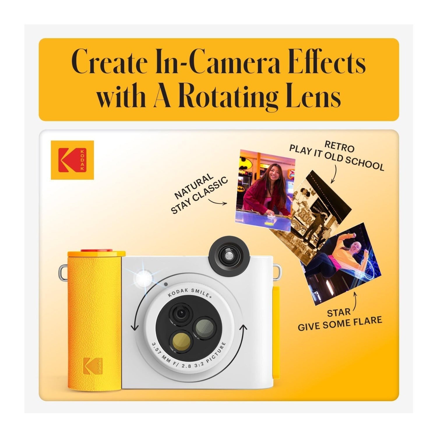 KODAK Smile+ Digital Instant Print Camera with Effect-changing Lens (White)