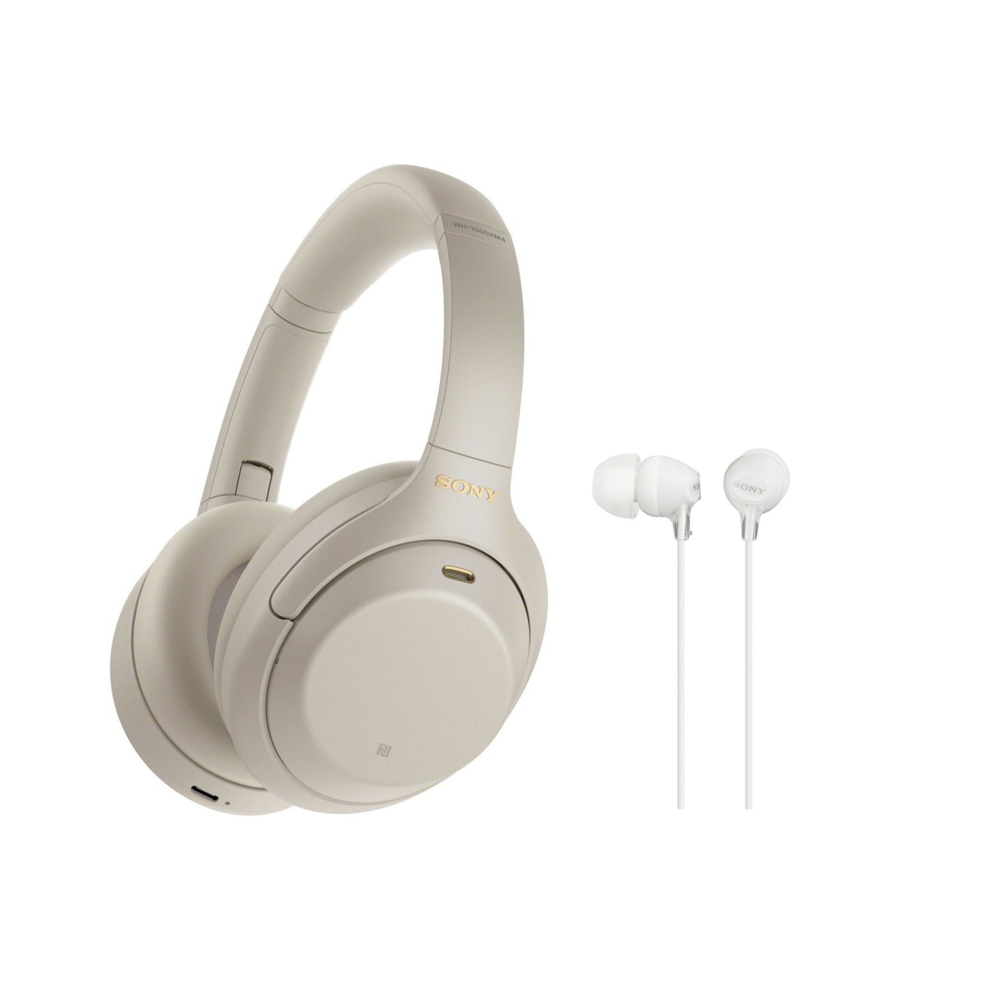Sony WH-1000XM4 Wireless Noise Canceling Over-Ear Headphones (Silver) Bundle