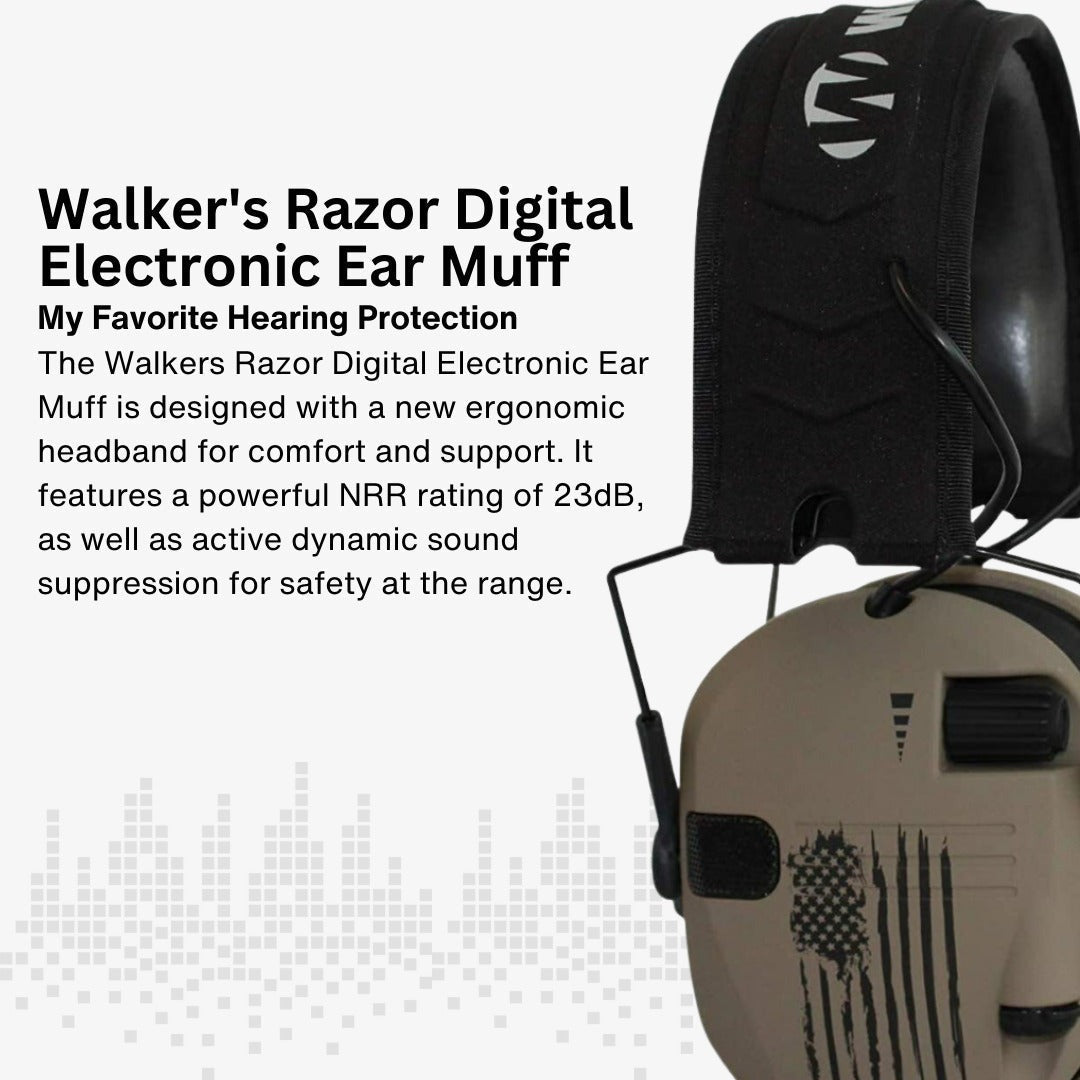 Walker's Razor Slim Electronic Muff (US Flag-FDE) Walkie Bluetooth/Talkie Bundle