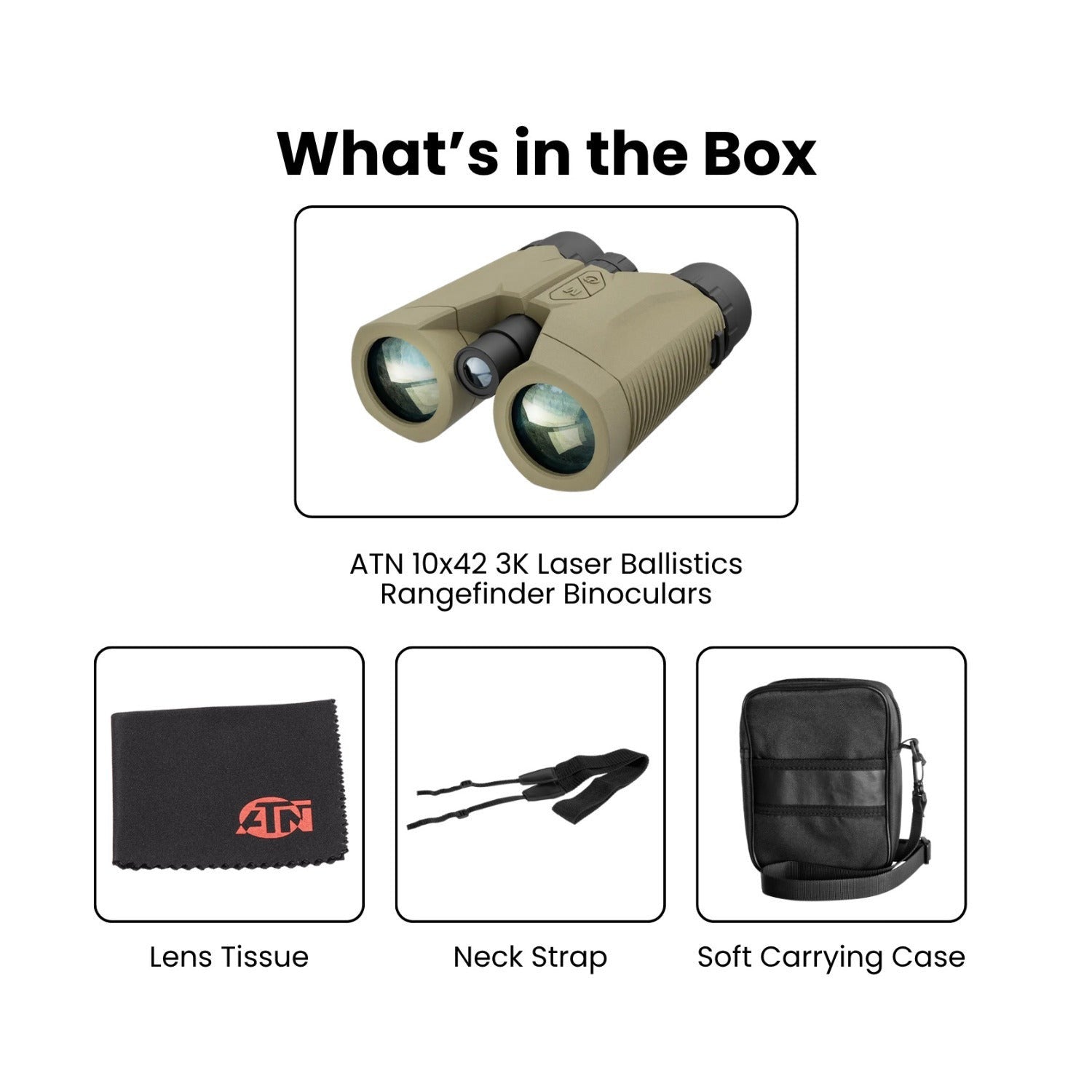 ATN 10x42 3K Laser Ballistics Rangefinder Binoculars IPX6 with LCD Display