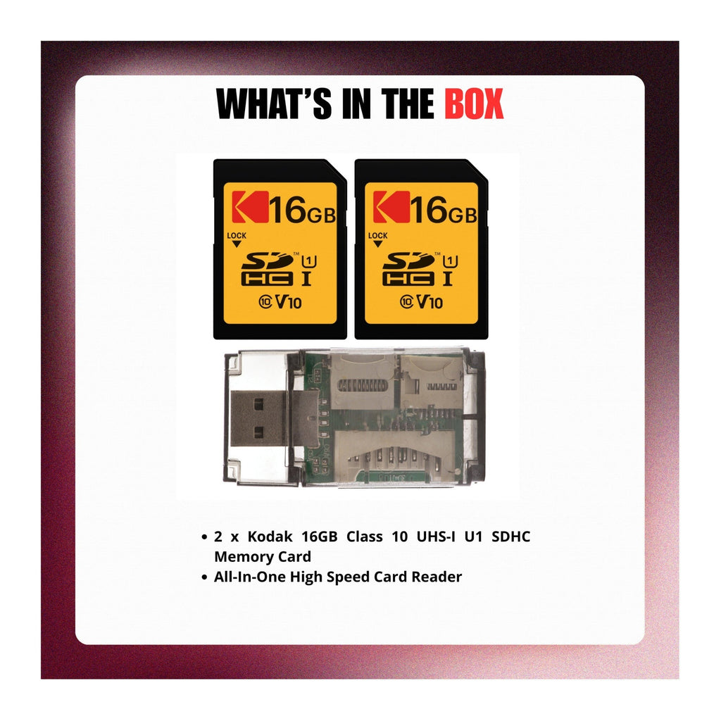 Kodak 16GB Class 10 UHS-I U1 SDHC Memory Card with Card Reader Bundle