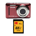 Kodak PIXPRO Friendly Zoom FZ53 (Red) with 16GB Memory Card Bundle