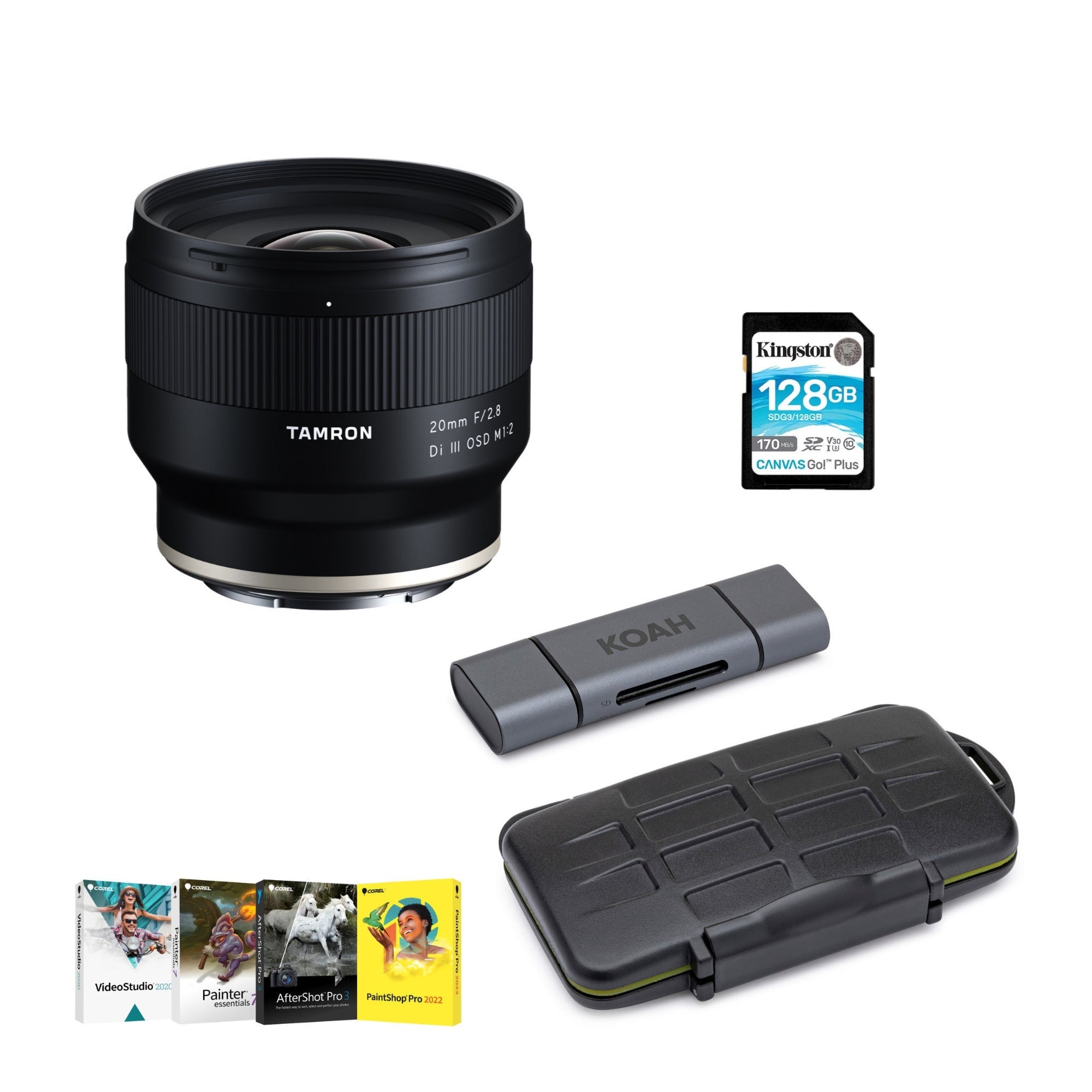Tamron 20mm F2.8 Di III OSD Wide-Angle Prime Lens with Software Suite and Card Reader Bundle