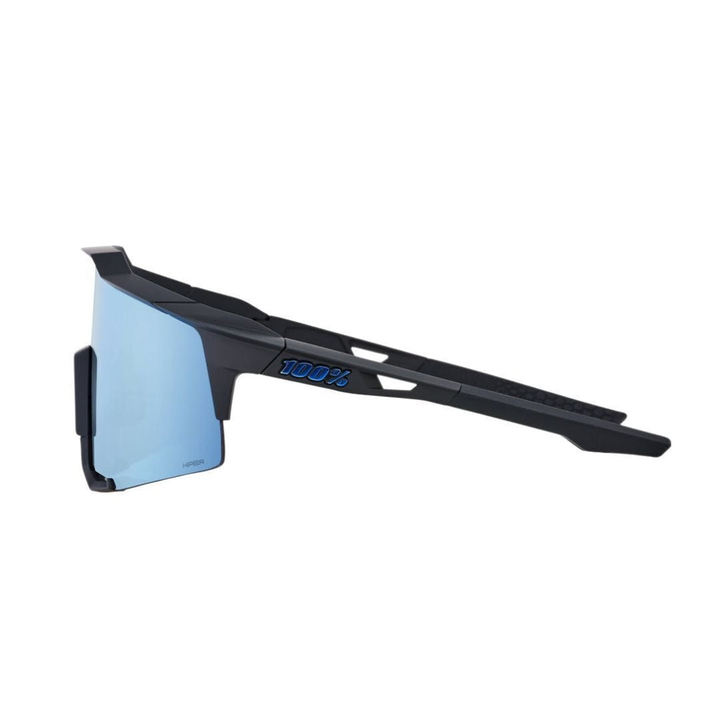 100% Speedcraft Sunglasses Matte Black HiPER Blue Lens