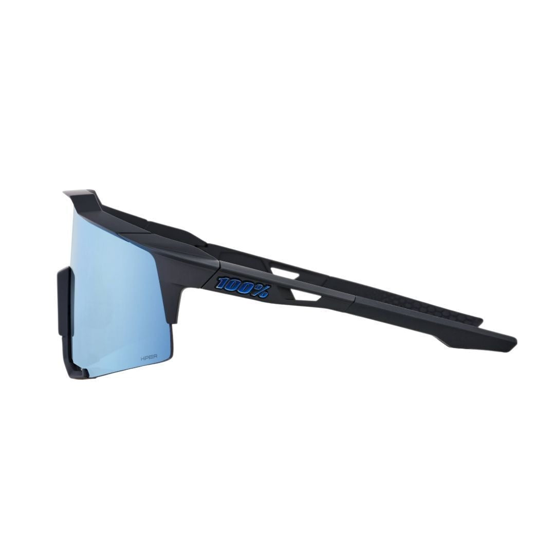 100% Speedcraft Sunglasses Matte Black HiPER Blue Lens