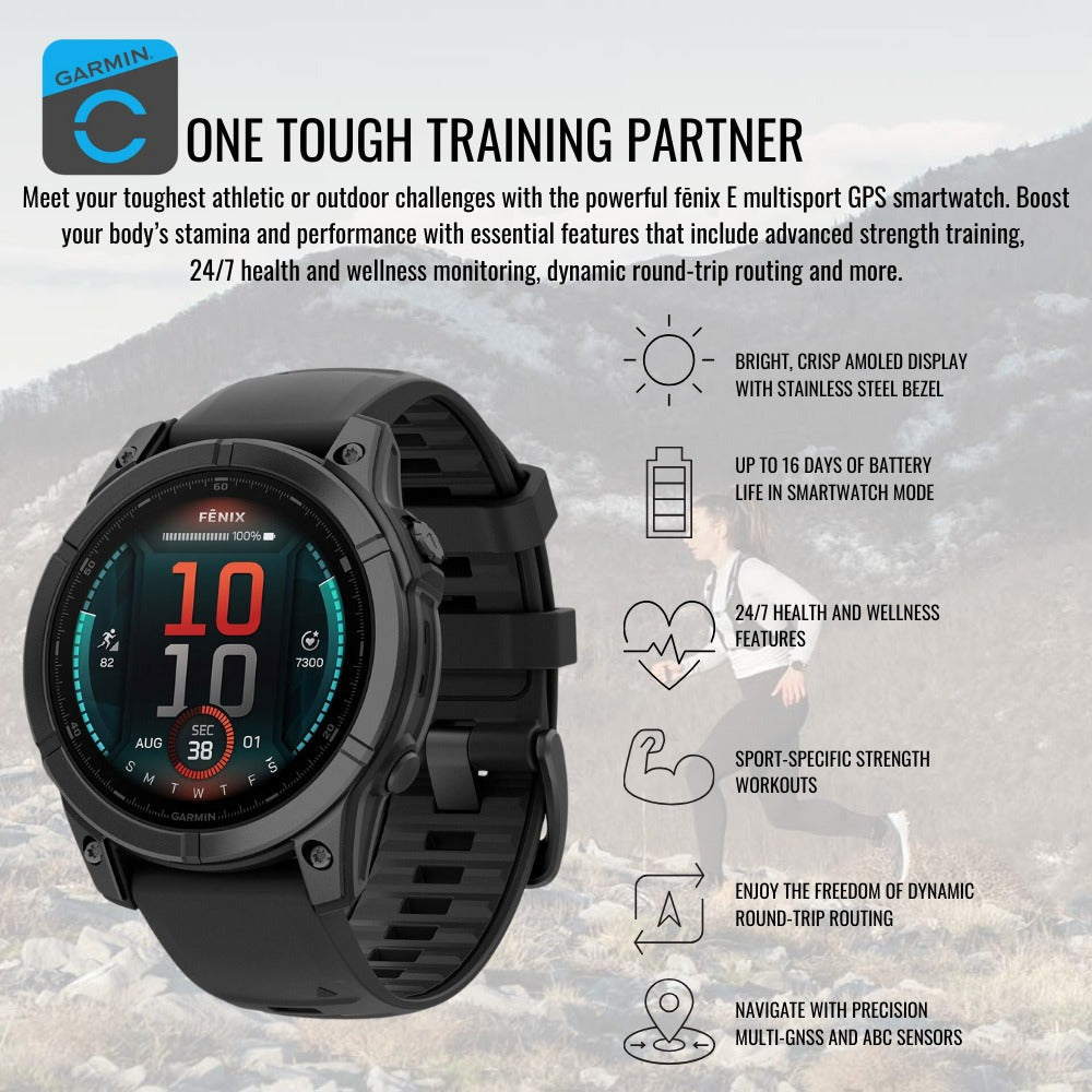 Garmin fenix 8 43mm GPS Smartwatch (Carbon Gray DLC Titanium and Black-Pebble Gray) Bundle