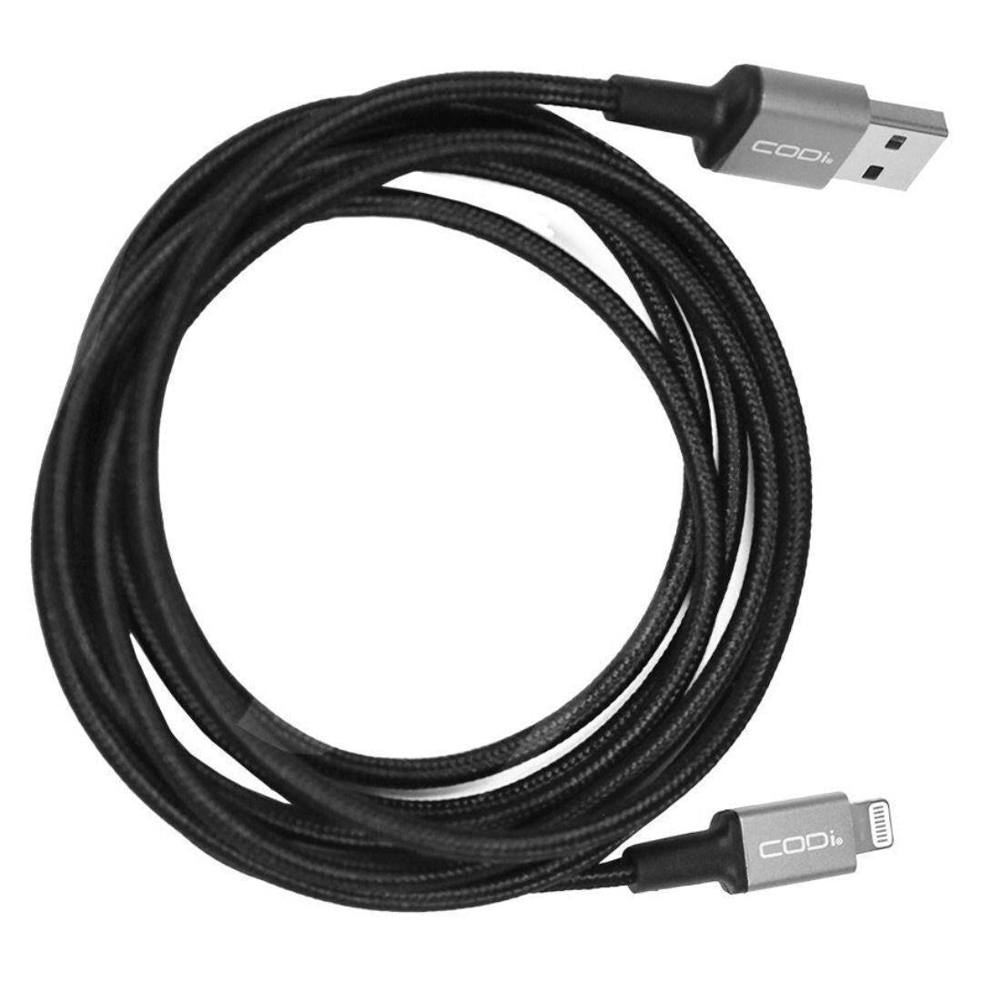 CODi 6-Feet Braided Nylon USB-A to MFI Lightning Charge and Sync Cable (Black)
