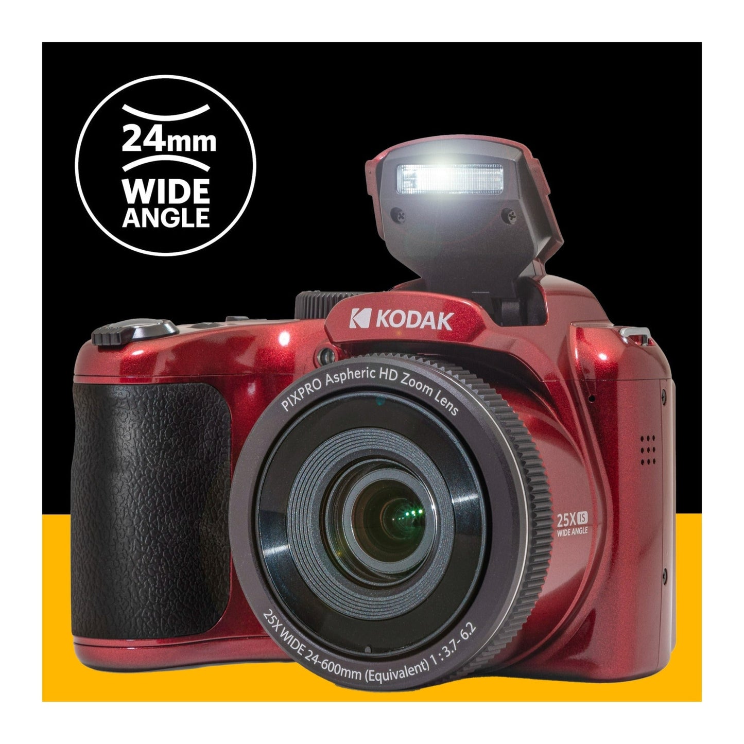 Kodak PIXPRO AZ255 Astro Zoom 16MP Digital Camera (Red) with 128GB SDXC Card