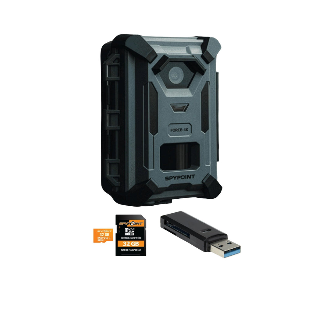 Spypoint Force 40MP 4K Trail Camera Bundle with 32GB Memory Card and Card Reader