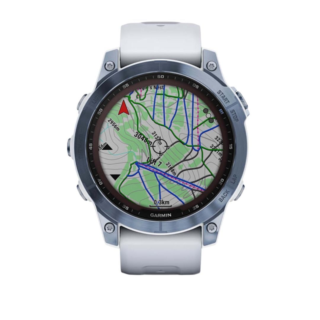 Garmin fenix 7 Sapphire Solar 47mm GPS Watch (Mineral Blue Titanium with Whitestone Band)
