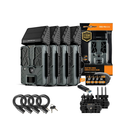 Spypoint FORCE-PRO-S 2.0 Trail Camera (4-Pack) Bundle with Accessories