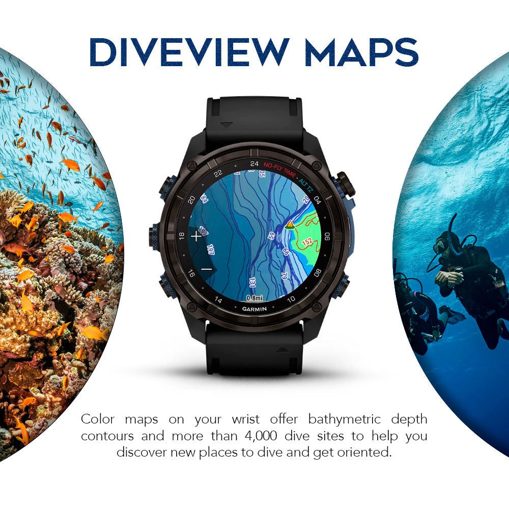 Garmin Descent Mk3i Watch Style-Dive Computer with Charger Stand and Port Plugs