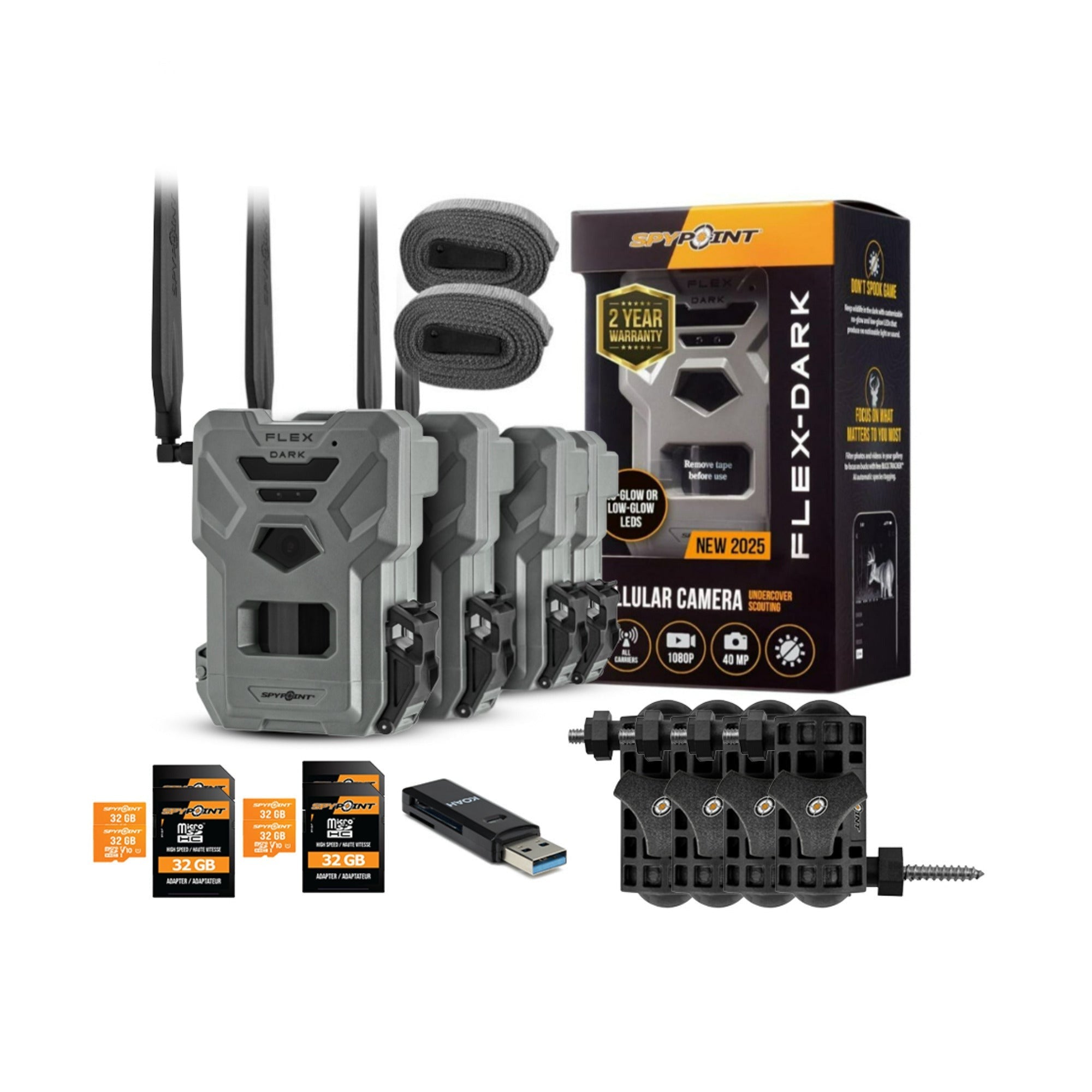 Spypoint Flex Dark GPS Cellular Trail Camera (4-Pack) Bundle