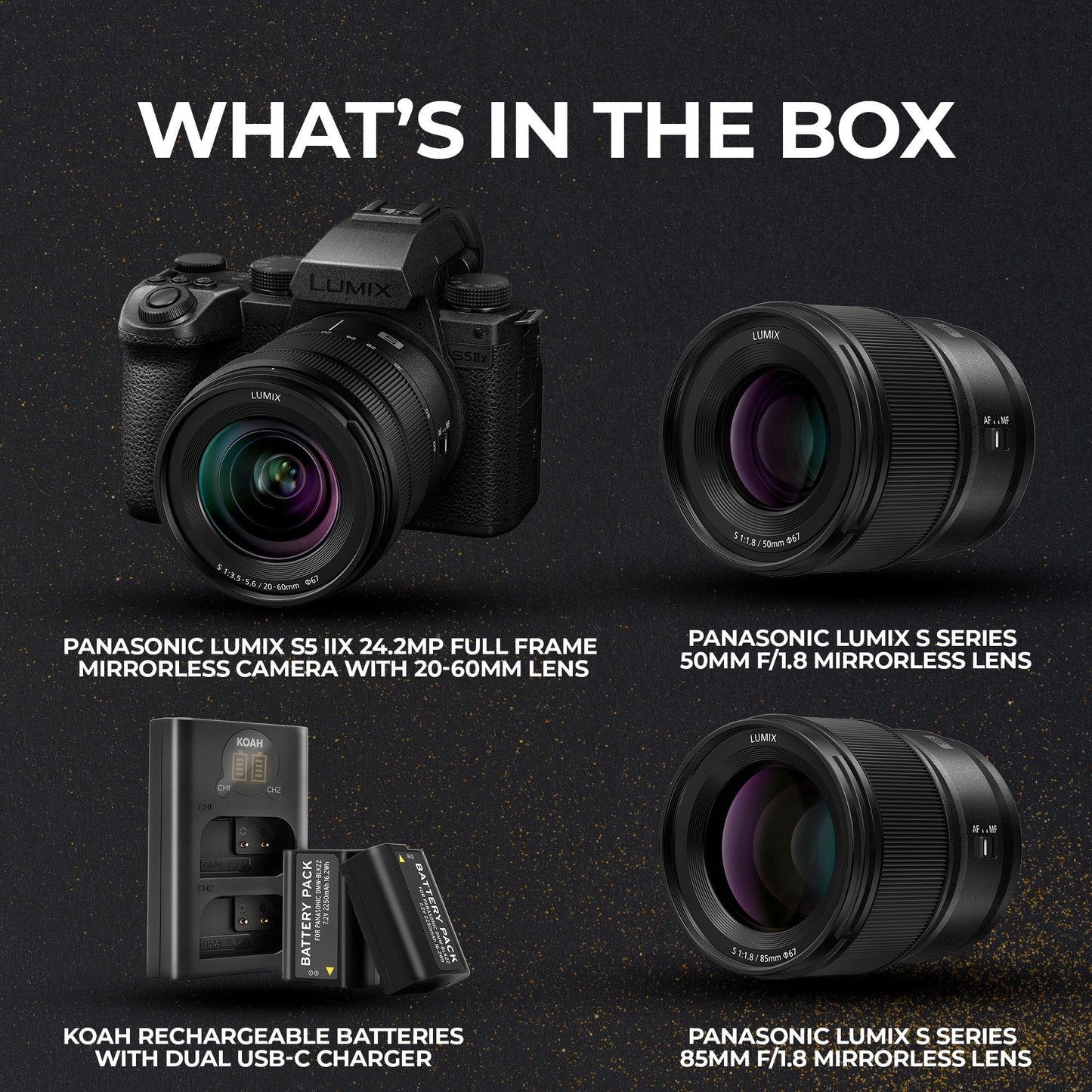 Panasonic Lumix S5 IIX 24.2MP Camera with 20-60mm, 50mm Lens and Lumix S Series 85mm Lens Bundle