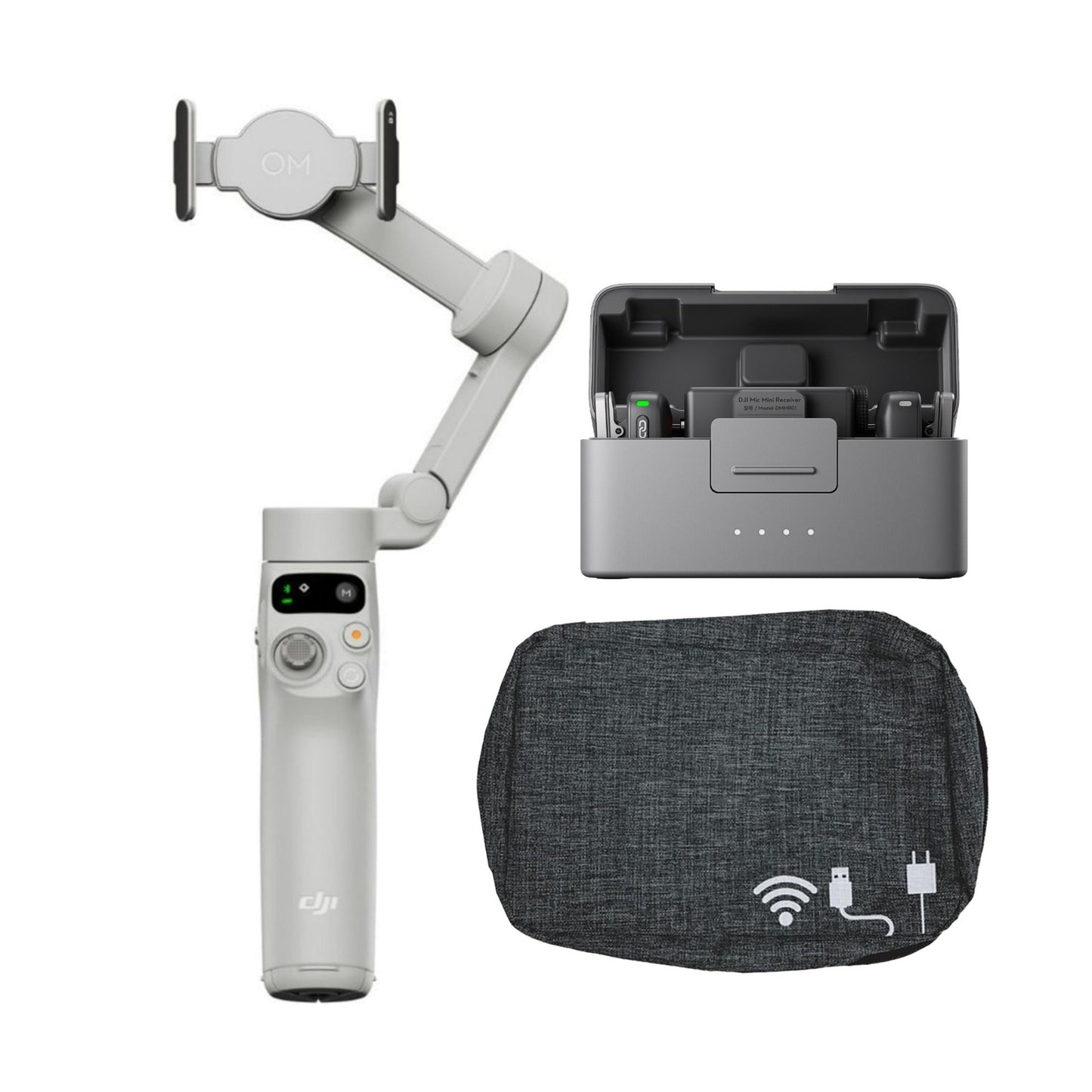 DJI Osmo Mobile 7 Gimbal with DJI Mic Mini (2 TX + 1 RX + Charging Case) and Folding Travel Case