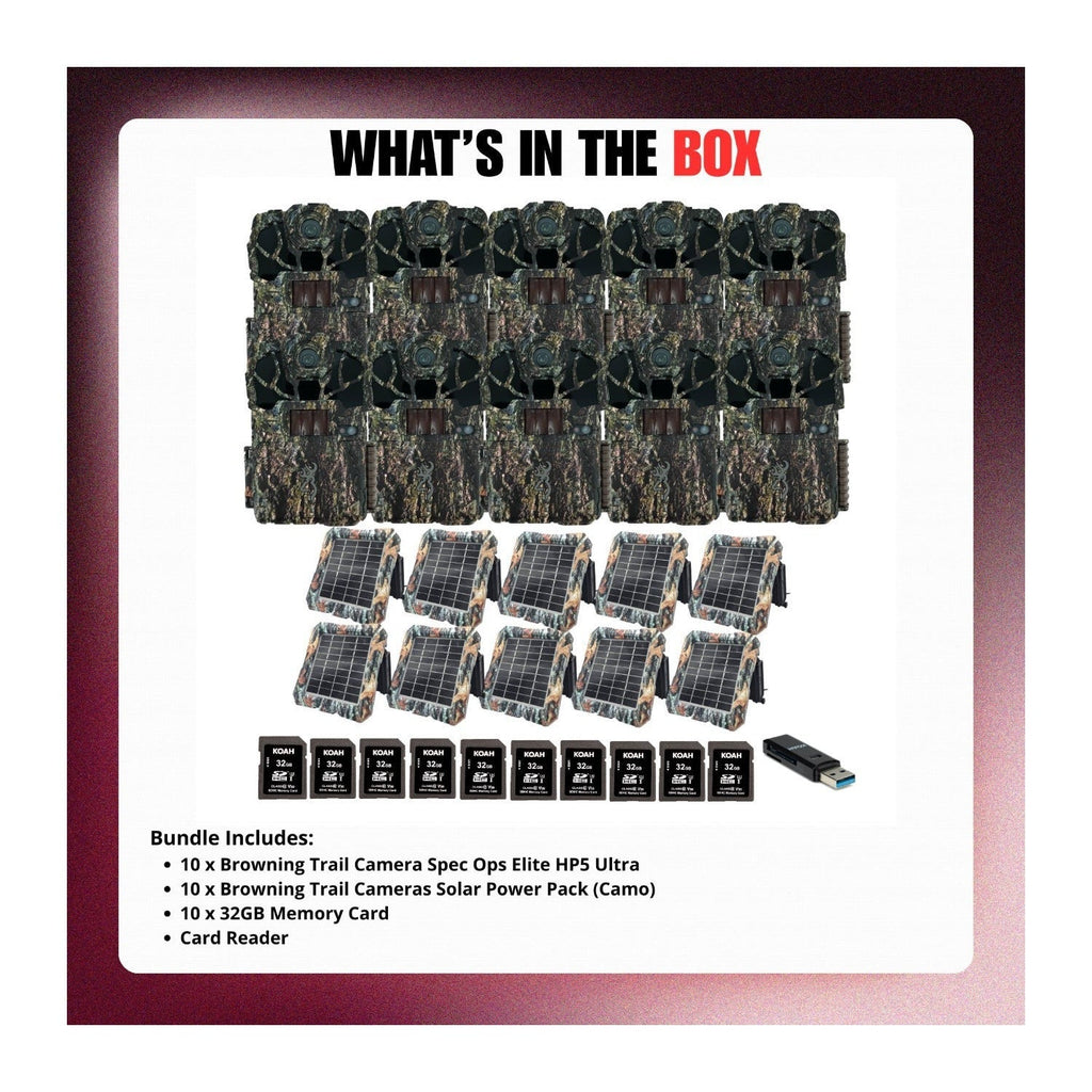 Browning Trail Camera Spec Ops Elite HP5 Ultra (10-Pack) Bundle with Accessories