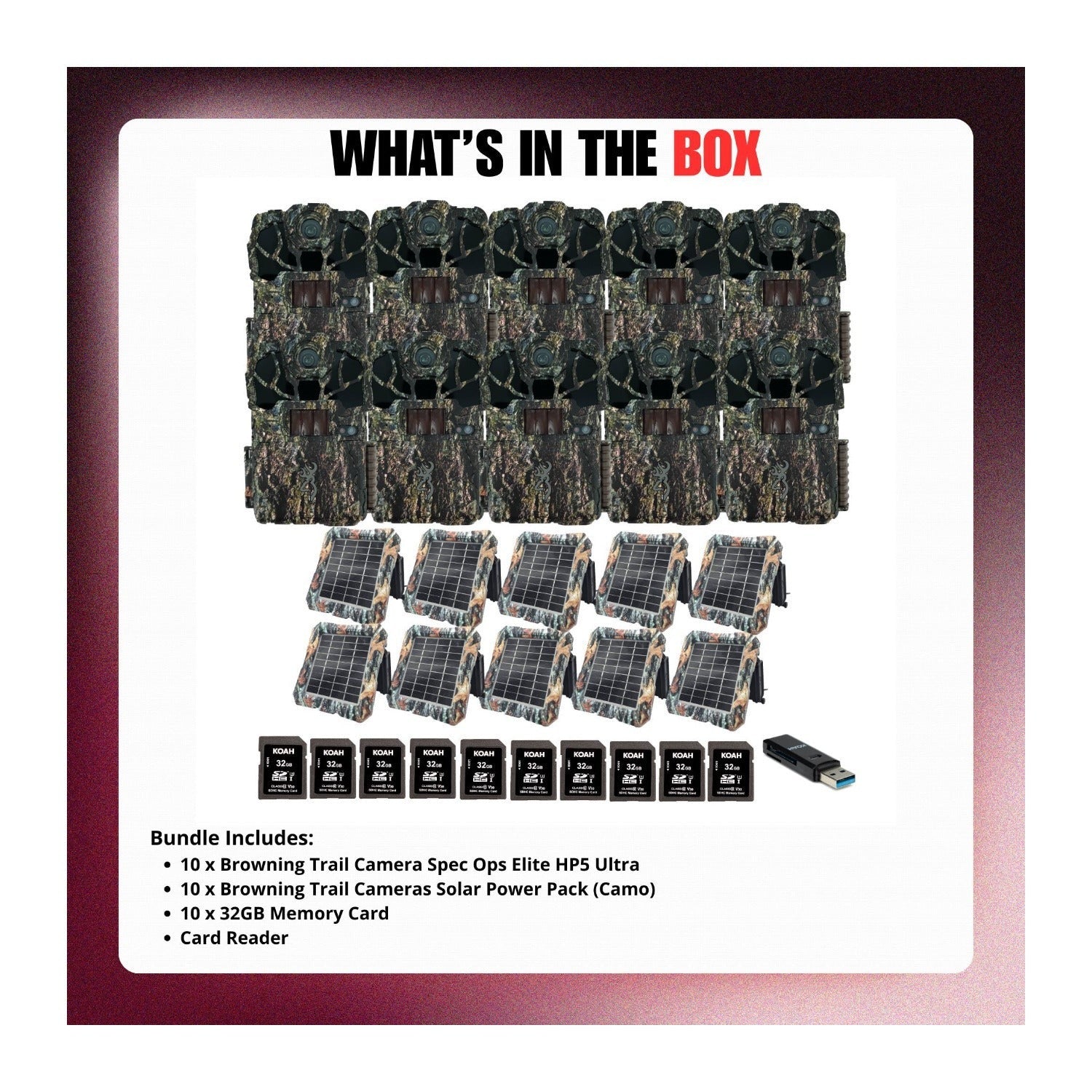 Browning Trail Camera Spec Ops Elite HP5 Ultra (10-Pack) Bundle with Accessories