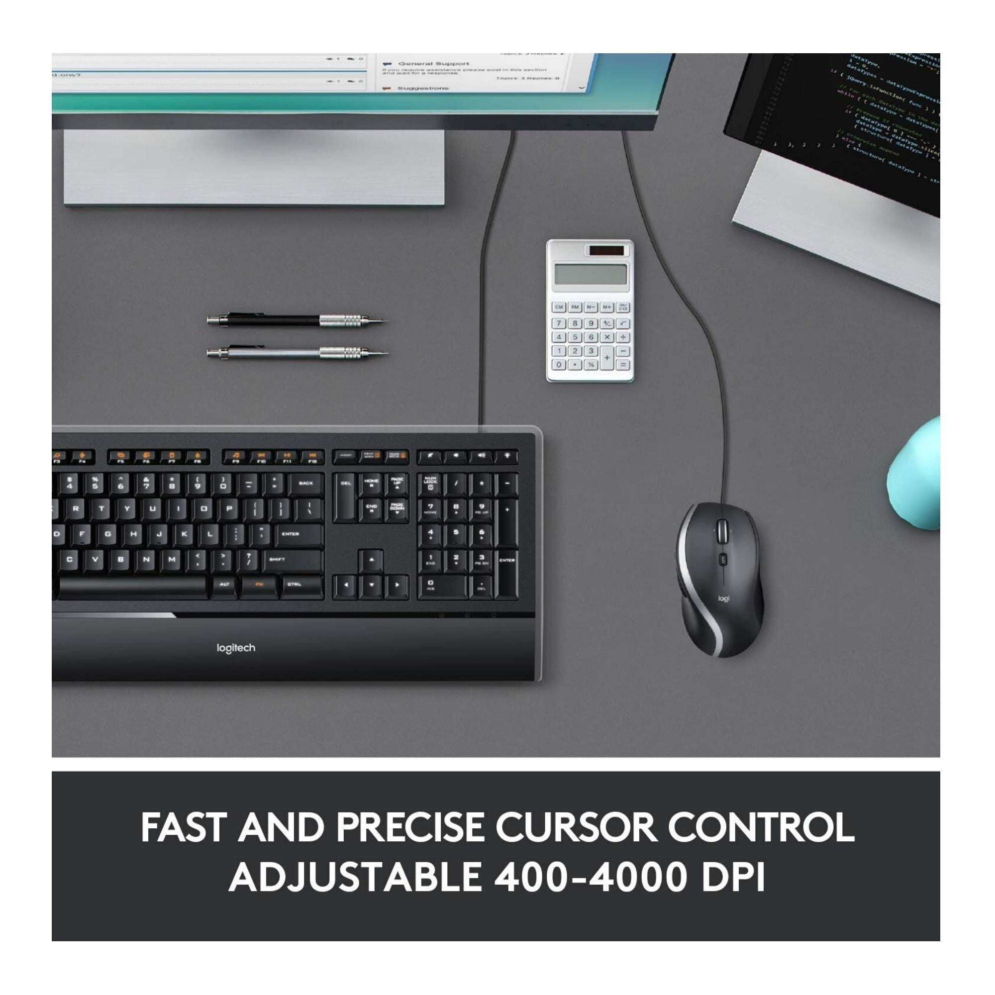 Logitech M500S Advanced Corded Mouse for Desktop Office and Home Computer
