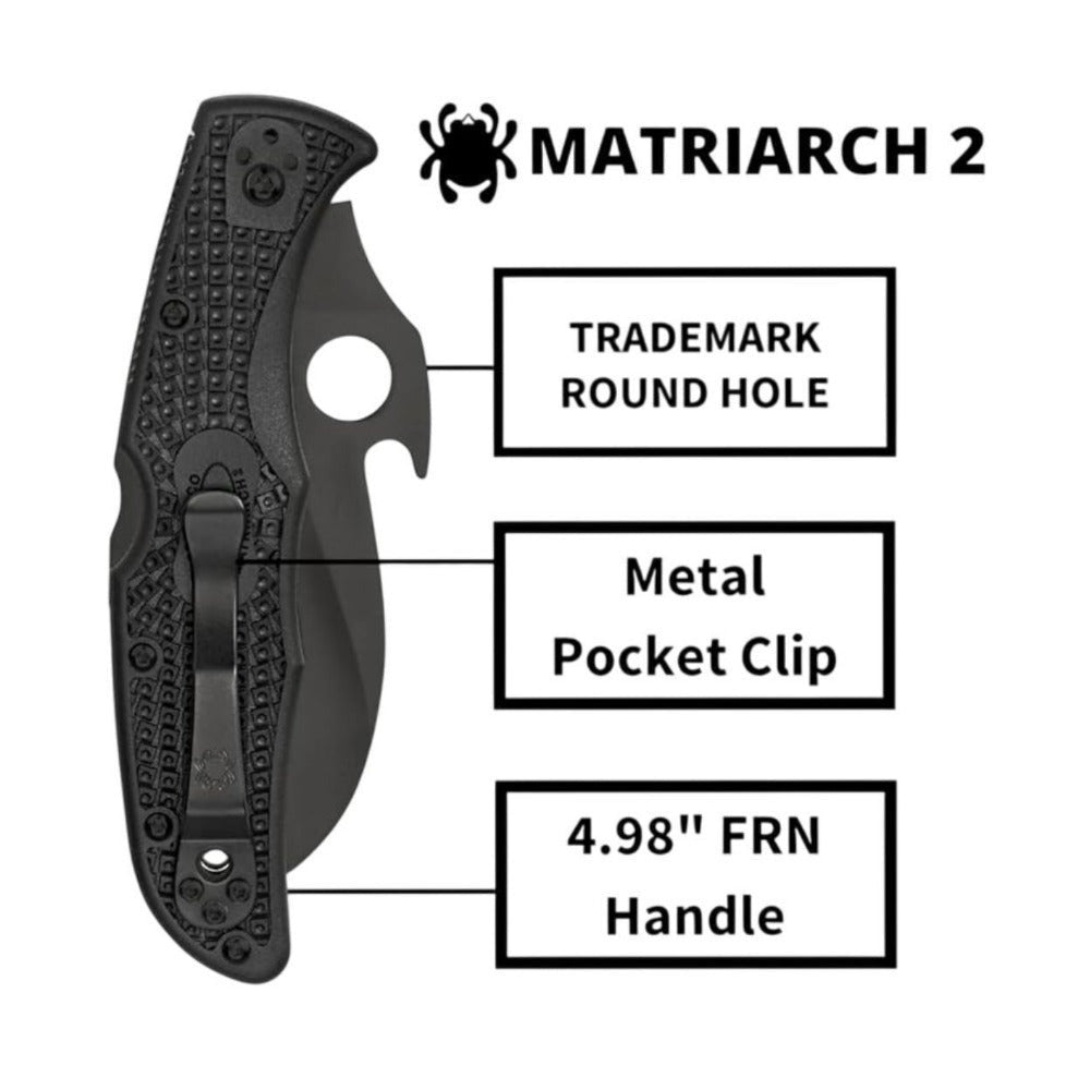 Spyderco Matriarch 2 Folding Knife with Emerson Opener and VG-10 Black Steel Blade (SpyderEdge)