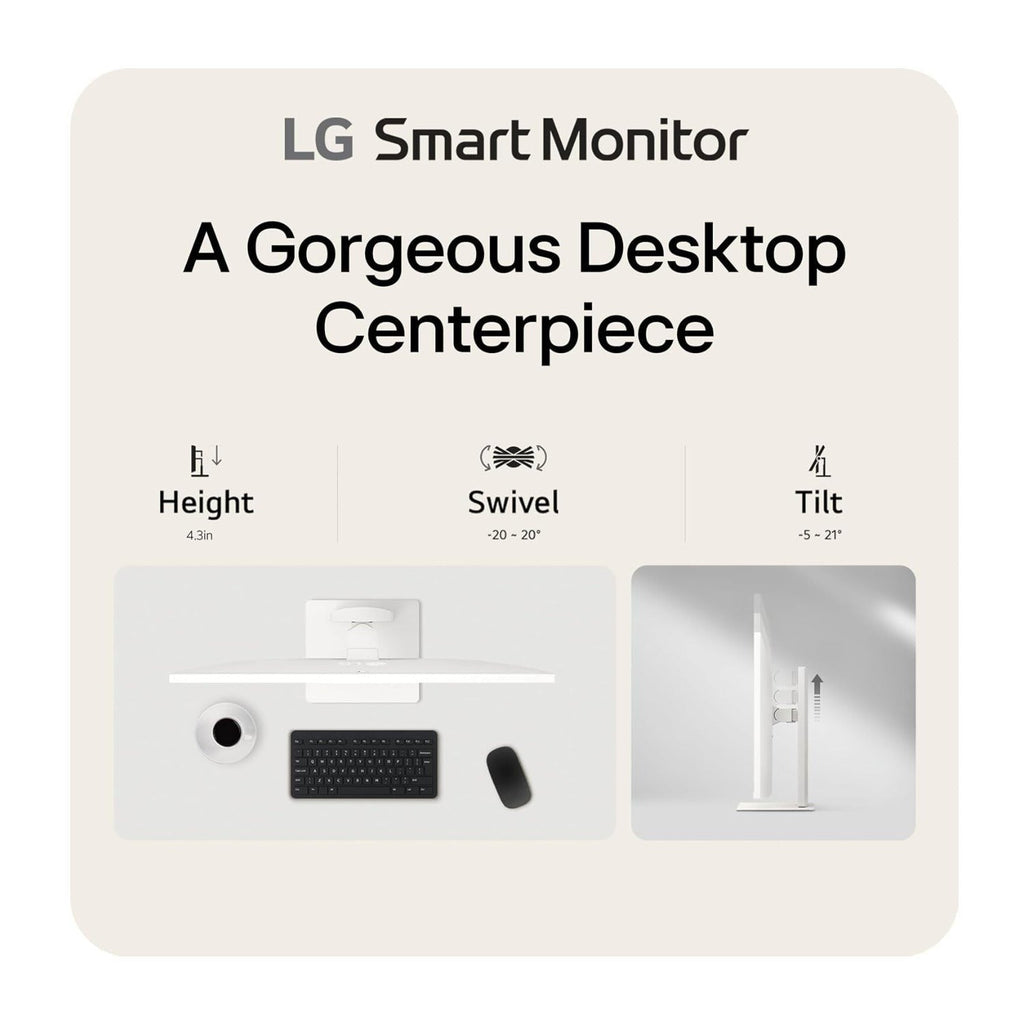 LG 37 Inch 4K UHD Smart Monitor IPS webOS AirPlay 2 Built-In Speaker (White)