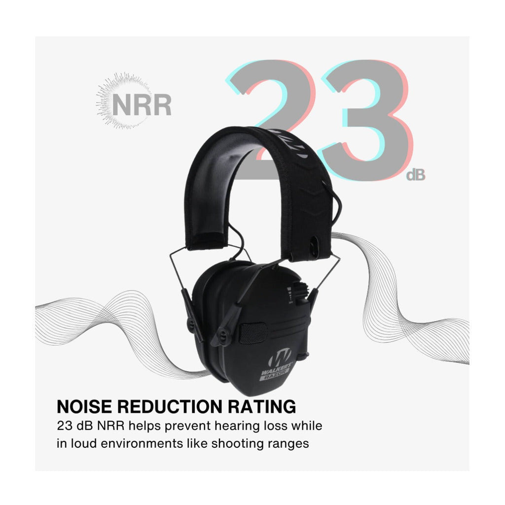 Walker's Razor Slim Electronic Earmuffs (Black) with Attachment Bundle