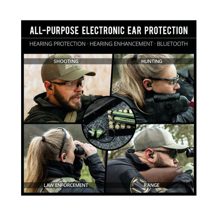 ADVANCE BT 2.0 Tactical Earbuds with Bluetooth, 26 NRR, OD Green & Black
