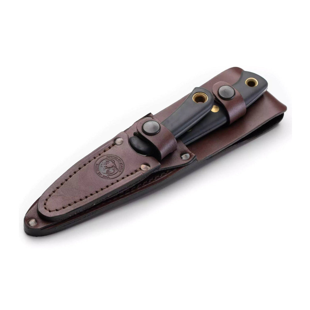 Knives of Alaska Alpha Wolf D2 Skinning and Cub Bear Caping Knife Suregrip Combo