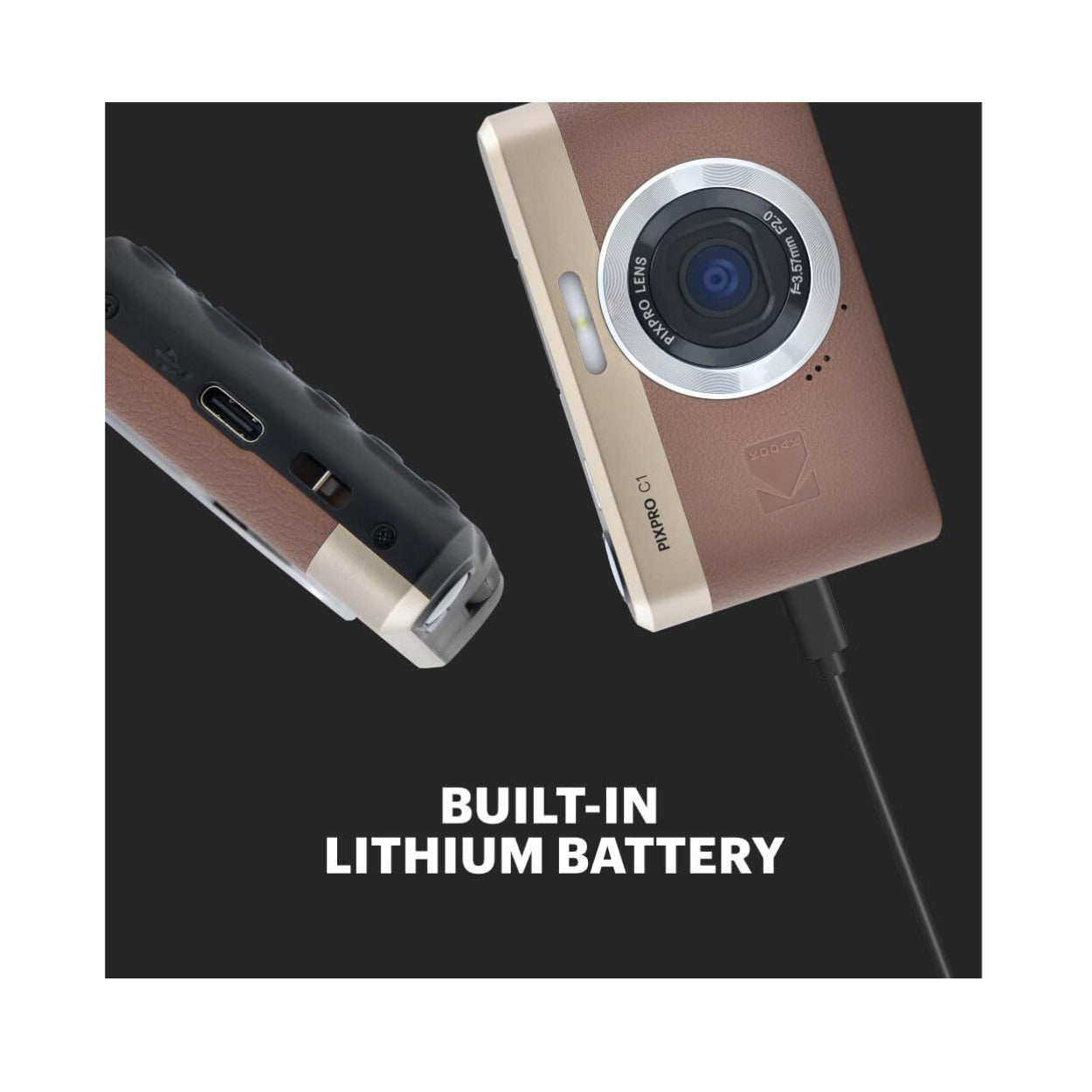 KODAK PIXPRO C1 13MP Digital Camera (Brown) with MicroSD Card and Card Reader