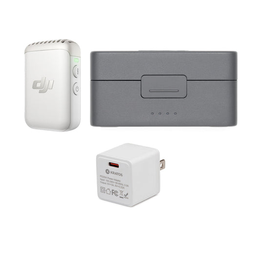 DJI Mic 2 Clip-On Transmitter/Recorder (White) with Charging Case Deluxe Bundle