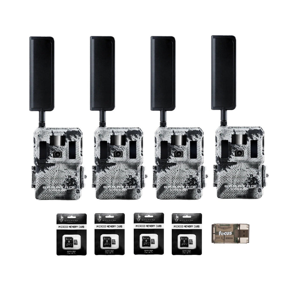 Spartan GoLive2 4G/LTE Trail Camera 4-Pack Bundle with 32GB Memory Card & Reader