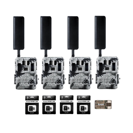Spartan GoLive2 4G/LTE Trail Camera 4-Pack Bundle with 32GB Memory Card & Reader