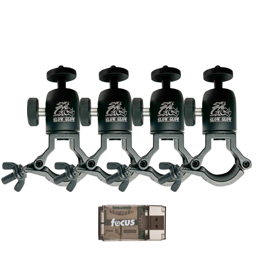 Slow Glow Maverick T-Post Trail Camera Mount (4-Pack) Bundle with Card Reader