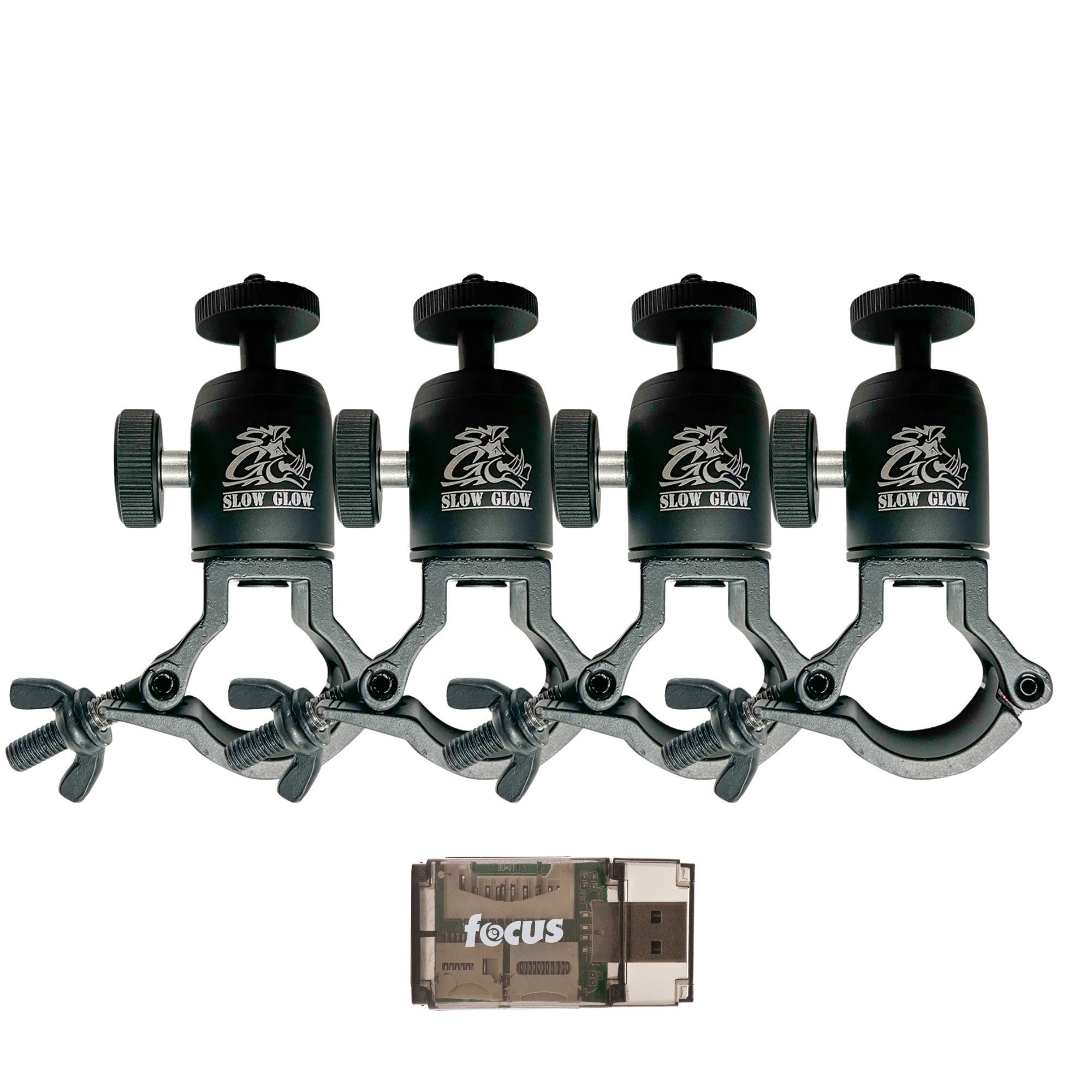 Slow Glow Maverick T-Post Trail Camera Mount (4-Pack) Bundle with Card Reader
