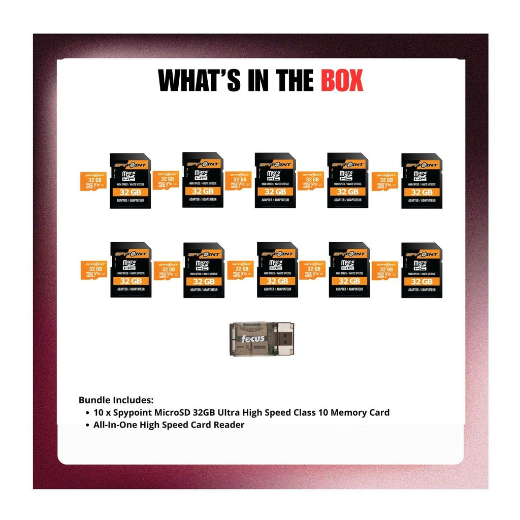 Spypoint MicroSD-32GB Memory Card (10-Pack) with Reader Bundle