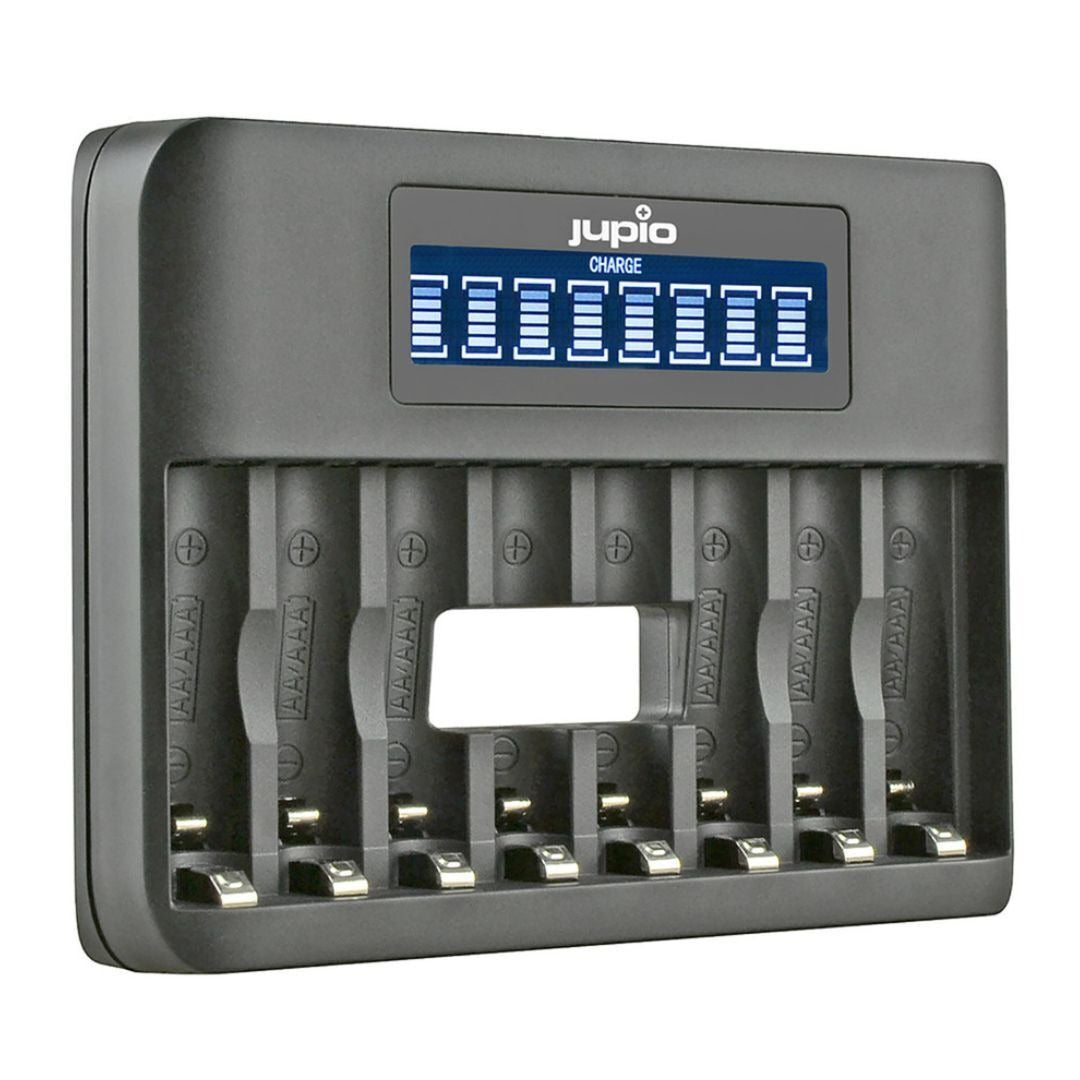 Jupio USB 8-Slots Octo Battery Charger with LCD Display for Electronic Devices